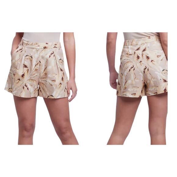 L'Agence shorts Vittoria palm leaf print pleated linen size 4 - Picture 1 of 4